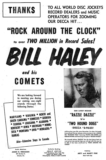 Anuncio del disco "Rock Around The Clock", de Bill Haley