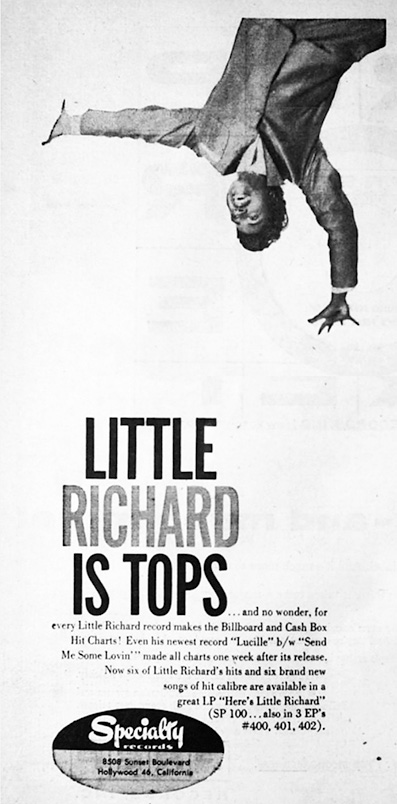 Anuncio del disco "Little Richard Is Tops", de Little Richard