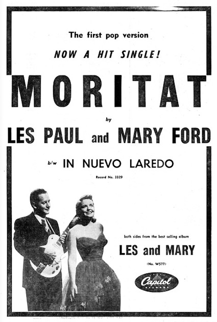 Anuncio de la canción "Moritat", de Les Paul y Mary Ford