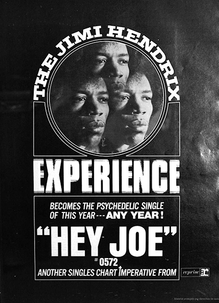 Anuncio del disco Hey Joe, de Jimi Hendrix