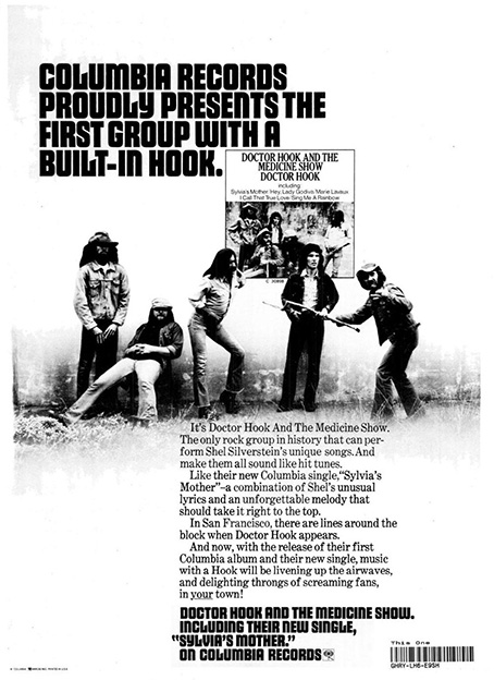 Anuncio promocionando al grupo Dr. Hook por la discográfica Columbia Records